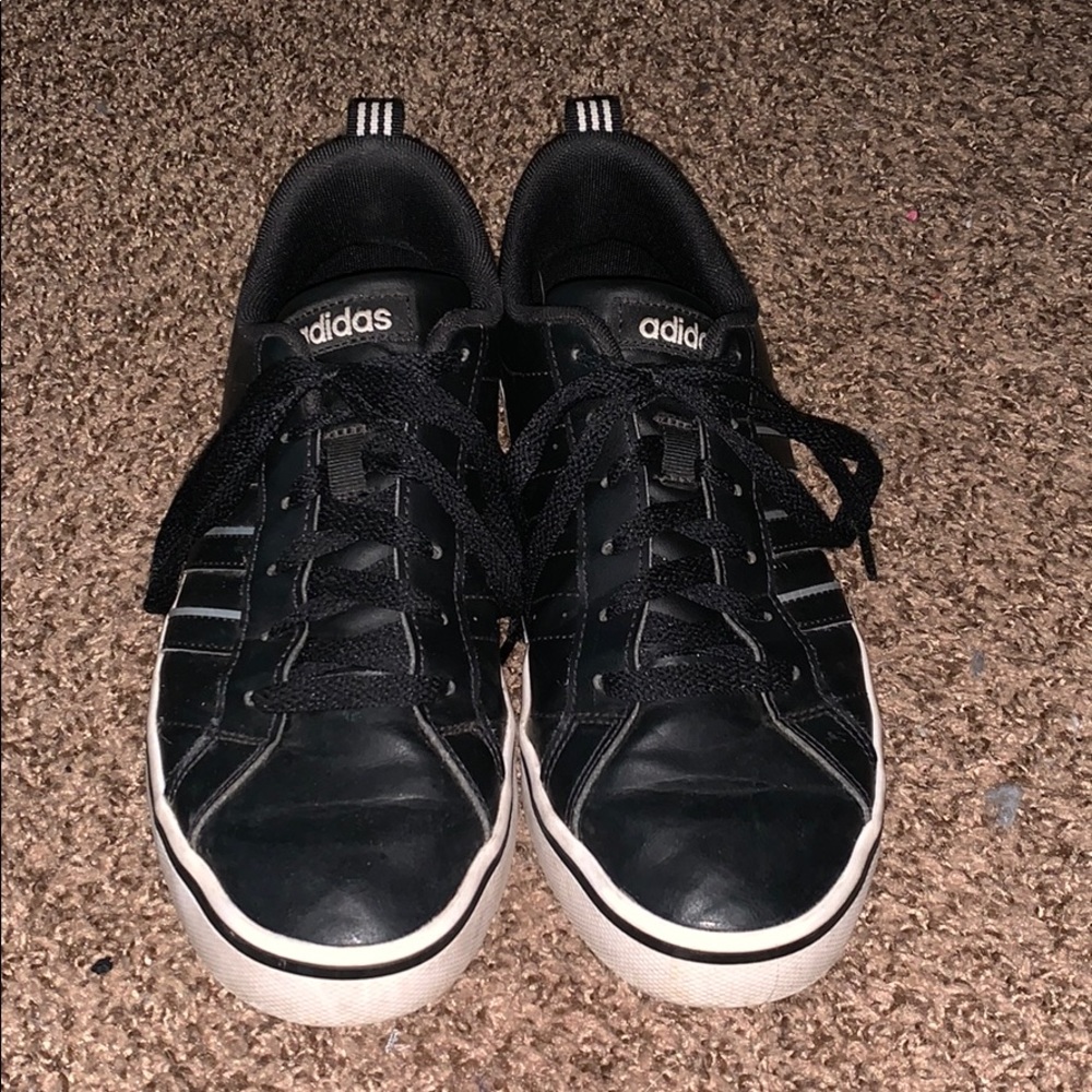Black silver striped Adidas